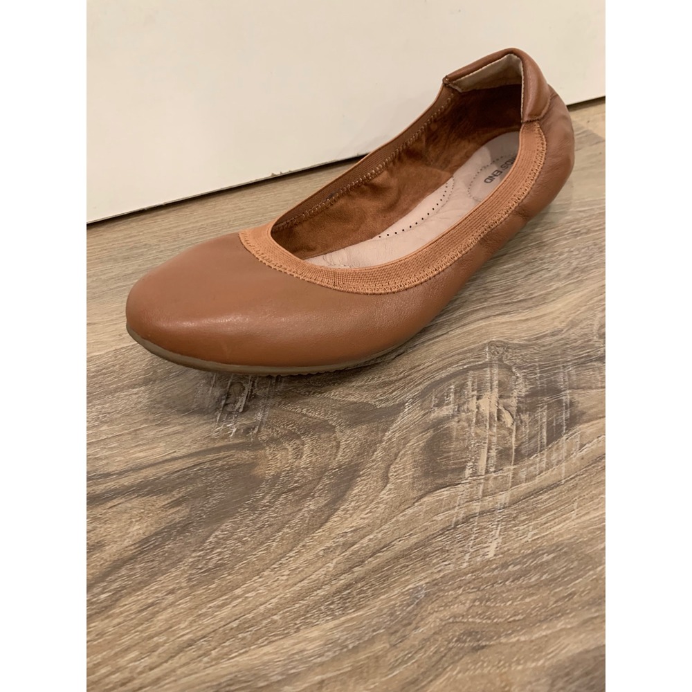 Lands End Glee Ballet Flats 9.5 Leather Quiet Luxury Classic Tan‎ Womens